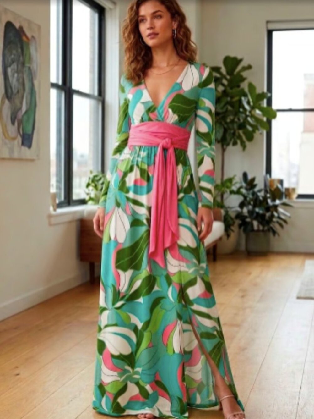 NWT Vintage Milly V-Neck Maxi Dress